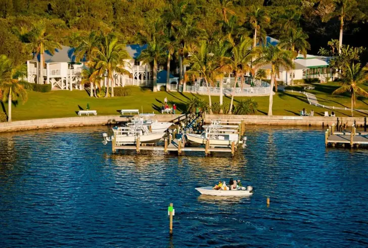 Cabbage Key harbor boats and mangroves